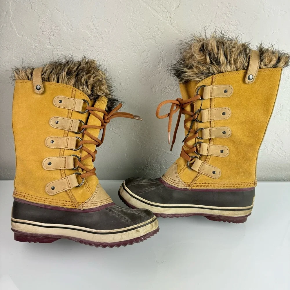 Sorel‎ Boots Joan of Arctic Winter Snow Tan Beige Waterproof Leather Lined